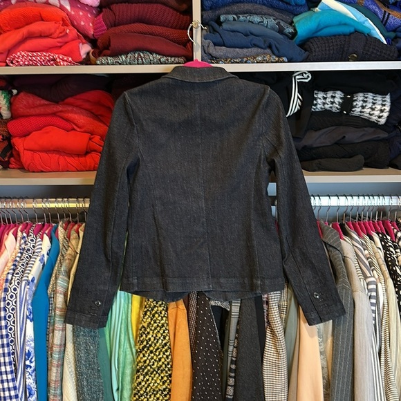 Banana Republic dark blue denim one button closure blazer size 0 - Picture 3 of 3